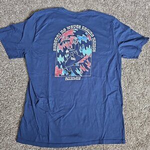 Hurley Everyday Tee Size Large Blue "Shredding Waves Taking Names" Reaper